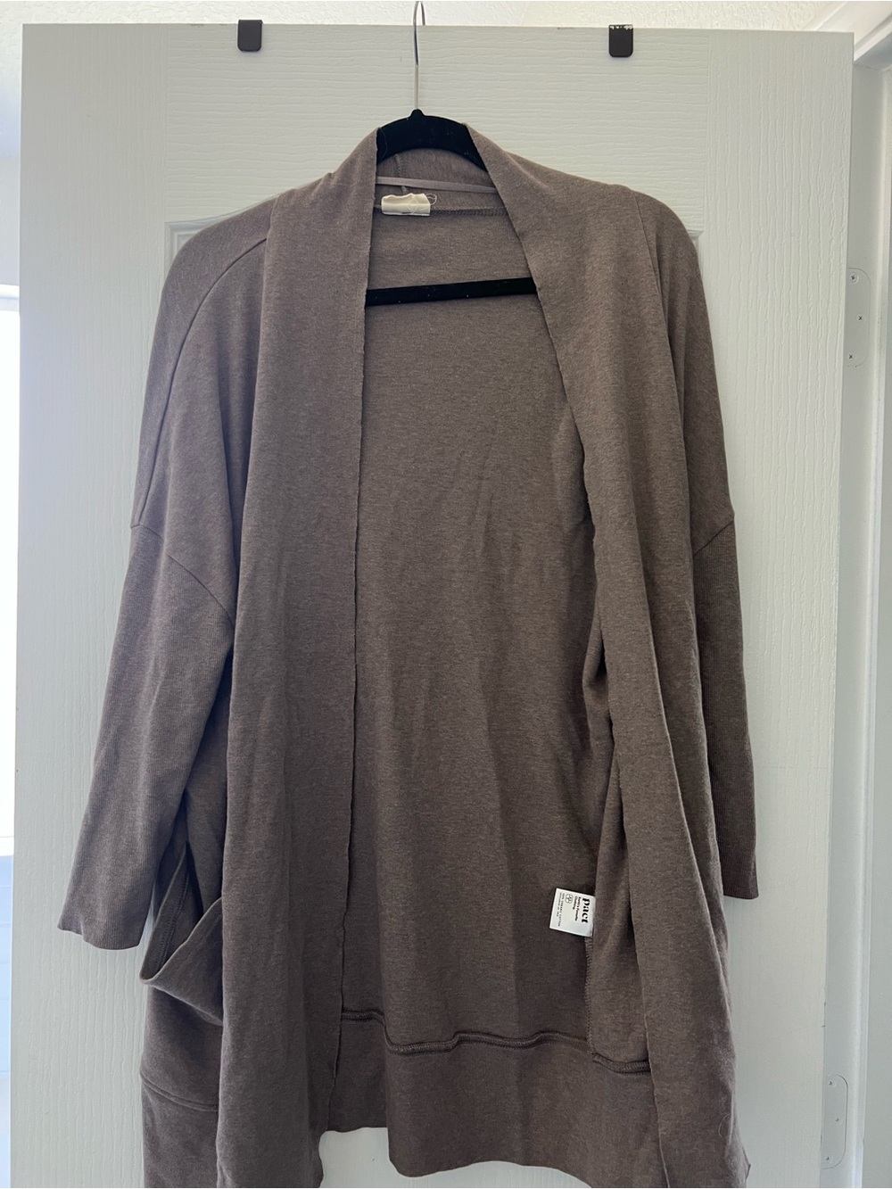 Pact airplane cardigan Open-Front Cardigan in Taupe